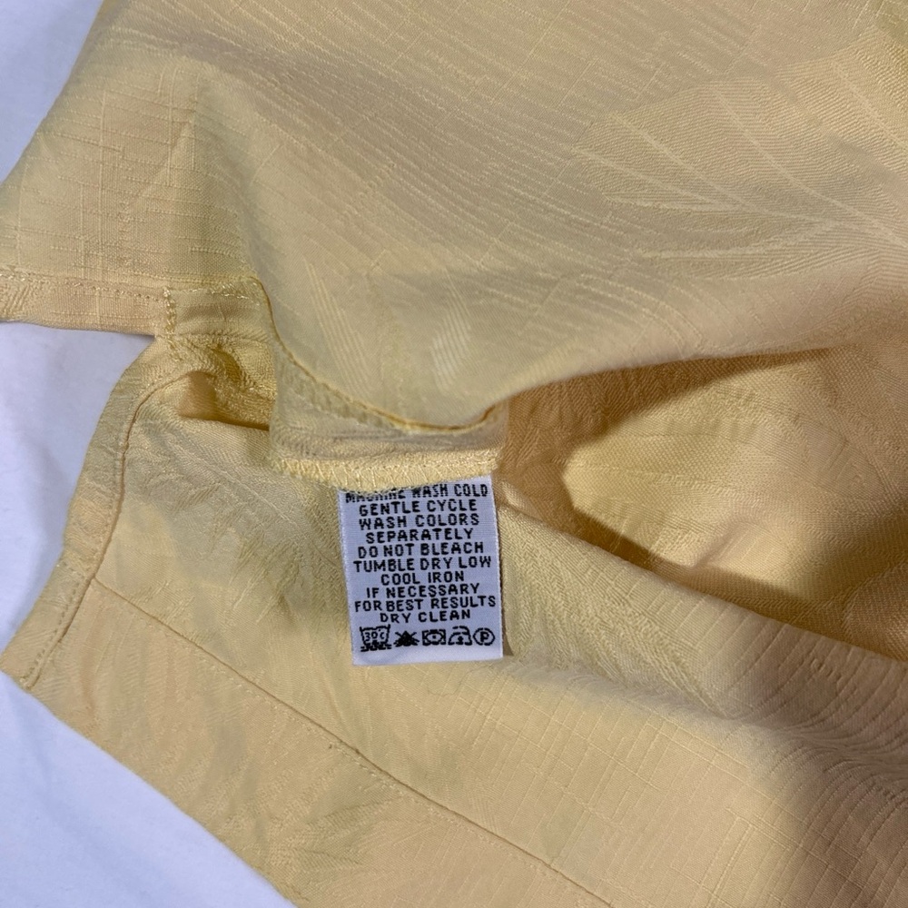 Tommy Bahama Silk Shirt Men’s Large Yellow Textured Short Sleeve Camp Casual - Picture 4 of 12